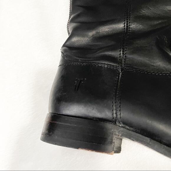 Frye Melissa lug button tall riding boots black leather Size 6 equestrian - Picture 3 of 9